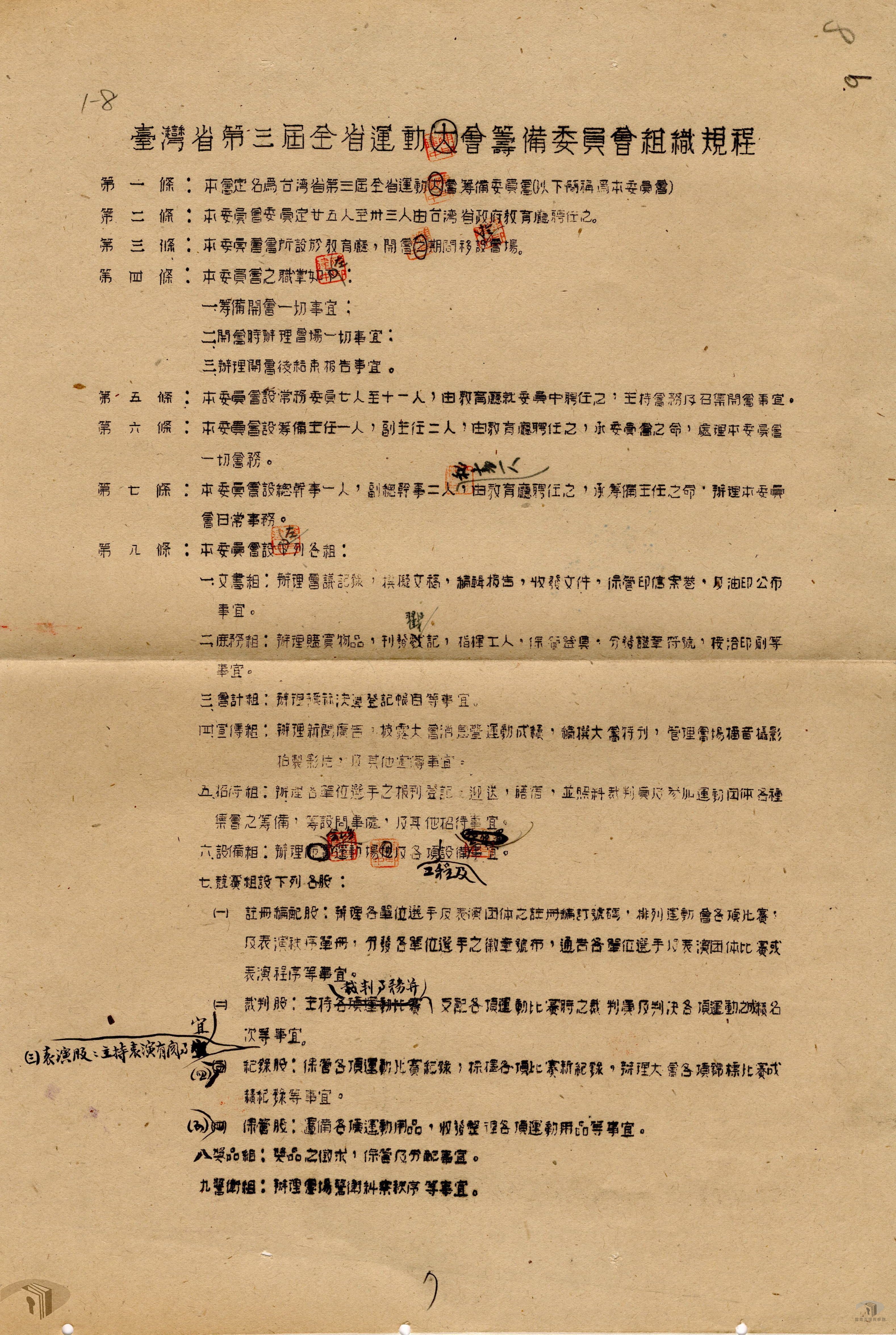 全省運動會籌備委員會組織規程_3