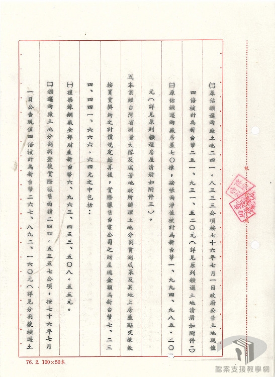 本公司禮樂煉銅廠交由臺電公司接管4