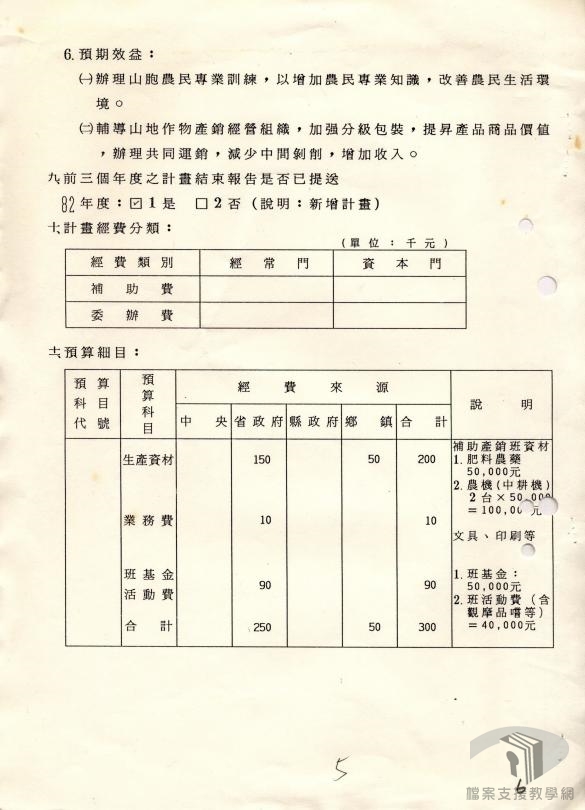 山地農事推廣教育:山地農事四健推廣教育計畫5