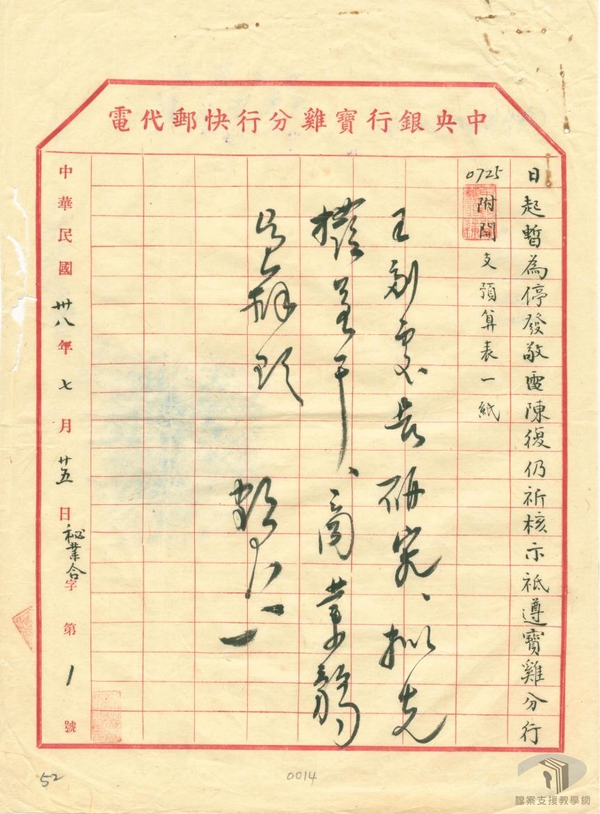 各分行設置或廢置事宜2