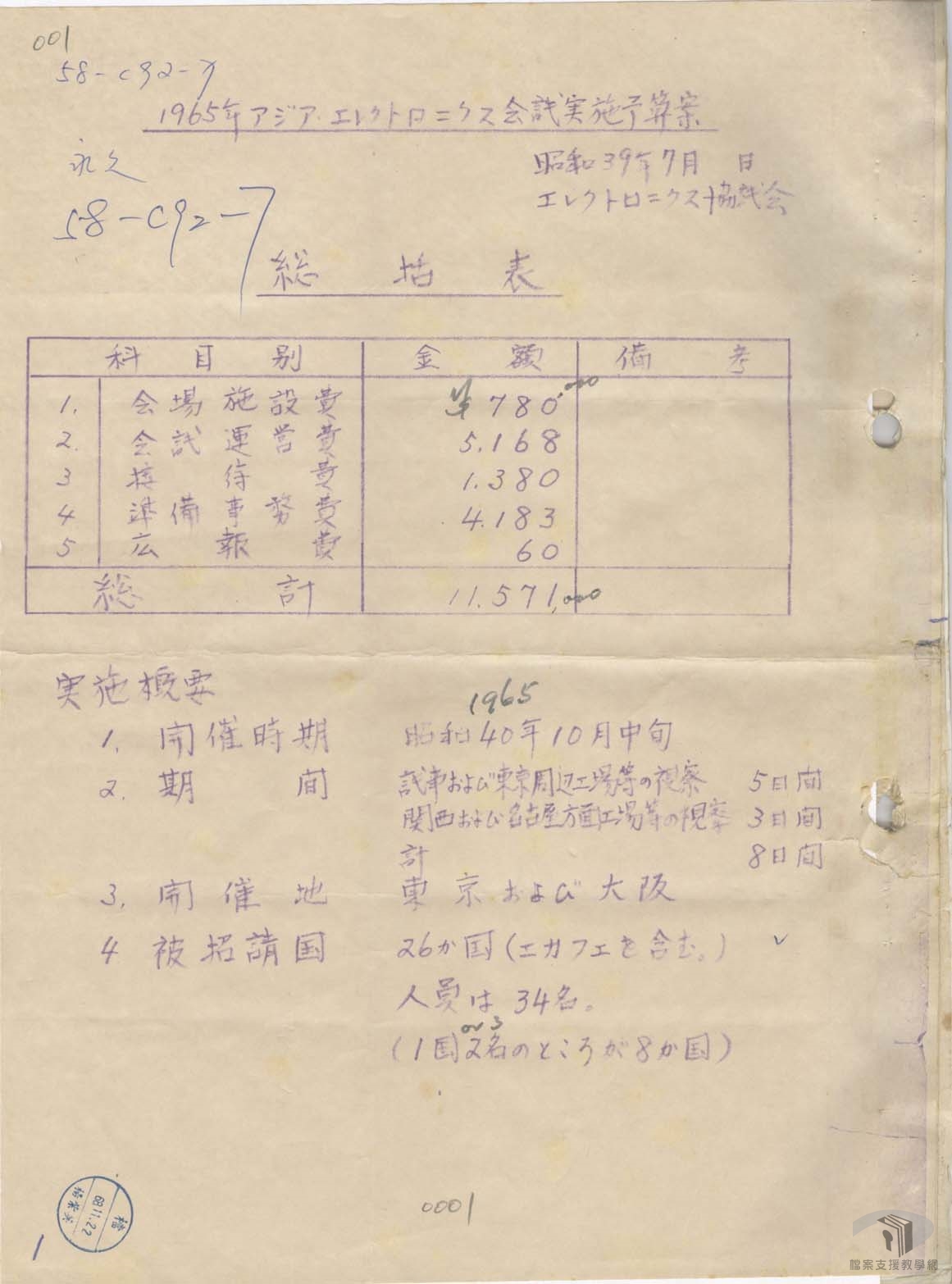 同意主辦1969年亞洲電子會議1